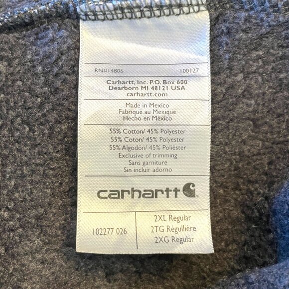 Carhartt Original Fit Quarter Zip Mock Neck Rain Defender Sweatshirt 2XL Gray - Picture 8 of 9